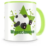 Samunshi® Kindertasse mit Namen Tasse Panda Bär Personalisierte Tasse mit Namen Kinder Kinderbecher mit Namen Kindergarten grün 300ml