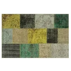Sallys Traditionelle Patchwork Hali Teppiche 180 x 120 cm Grünmix