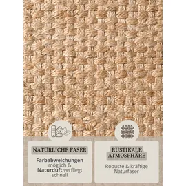 HANSE HOME Teppich HANSE HOME "Fjord", natur,gold, B:200cm H:10mm L:300cm, Jute, Teppiche, Teppich, Jute, Handgemacht, Naturteppich, Wohnzimmer, Läufer, Fransen