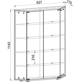 VCM Standvitrine Cenila 83 x 17 x 114 cm Silber