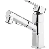 TAVCHA Wasserhahn Ausziehbar Waschtischarmatur mit Herausziehbarer Brause 2 Strahlarten Brause Einhebelmischer Bad Armaturen Waschbecken Chrom-Quadrat,Niedrig