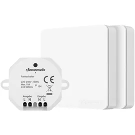 DEWENWILS - Funkschalter-Set, 2x Funk-Wandschalter 30M Reichweite, 2300W, Weiß
