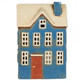 ib laursen Keramikhaus für Teelicht Nyhavn blau mit brauner Tür, in blau | Gr.: onesize