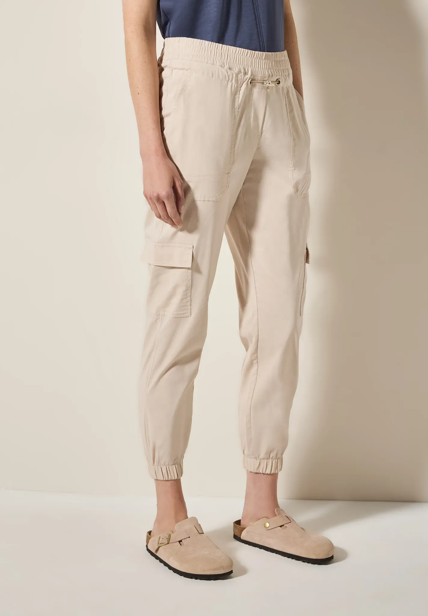 Cargohose CECIL, Damen, Gr. XXL, Länge 28, beige (boulder beige), Web, 66% Baumwolle, 30% Polyester, 4% Elasthan, unifarben, slim fit normal, Hosen Cargohose, im Loose Fit