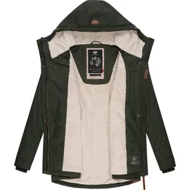Ragwear Damen warme kurze Winterjacke mit Kapuze Monade Intl Dark Olive22 Gr. M - M