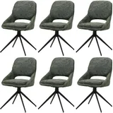 Mendler 6er-Set Esszimmerstuhl HWC-N73, Küchenstuhl, drehbar Auto-Return, Stoff/Textil Chenille (490g/m2) grün
