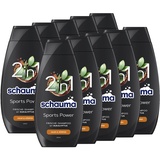 Schauma Schwarzkopf 2in1 Frische-Shampoo Sports Power (10x 400 ml), Haarshampoo mit belebender Formel für Haar & Körper, Shampoo kräftigt das Haar und verleiht einen Frische-Kick