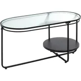 Haku-Möbel Couchtisch oval Schwarz Sicherheitsglas 90 x 42 x 49 cm