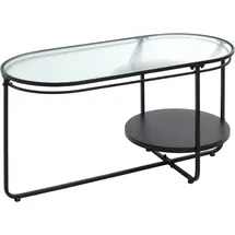 Haku-Möbel Couchtisch oval Schwarz Sicherheitsglas 90 x 42 x 49 cm
