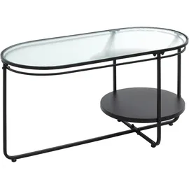 Haku-Möbel Couchtisch oval Schwarz Sicherheitsglas 90 x 42 x 49 cm