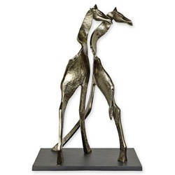 Casa Padrino Luxus Aluminium Deko Skulptur Giraffen Silber / Schwarz 42,3 x 22,4 x H. 64,2 cm - Abstrakte Aluminium Deko Figur - Wohnzimmer Deko - Schreibtisch Deko