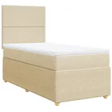 vidaXL Boxspringbett mit Matratze Creme 90x200 cm Stoff