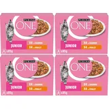 PURINA One Junior Dispersions-Sauce, Verschiedene Geschmacksrichtungen, Lachs und Huhn, für Kätzchen, 8 x 85 g (Packung mit 4)