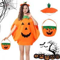 FFTANXS Kürbis Kostüm Damen,Halloween Kostüm Kürbis Erwachsene Mit Kürbishut Und Pumpkin Candy Bag,Halloween Kostüm Damen Eignet Sich für Halloween Party Karneval,Unisex