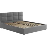 home collective Polsterbett 140x200 cm mit Stauraum Lattenrost aus Metall Doppelbett mit Hydraulischem Bettkasten | Hellgrau