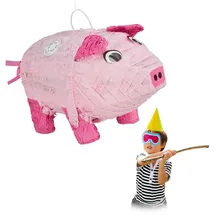 Relaxdays Pinata Schwein 1 St. Pink/Rosa