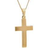 HOPLO Kreuzanhänger Gold Anhänger Kreuz mit Goldkette massiv 585 - 14 Karat Gold 55 cm, Made in Germany 55 cm Unisex