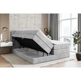 altdecor Boxspringbett mit Matratze und Lattenrost - AMAY -BZ KING - 160x200 cm - Grau Monolith 84 - Topper, Polsterbett mit Bettkasten, Bett mit S... - Hellgrau