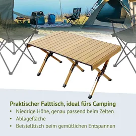 Jawinio Campingtisch Klappbar Holzoptik Braun