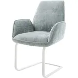 DeLife Freischwinger Zoa-Flex Chenille Pastellblau Freischwinger flach Weiß Taschenfederkern,