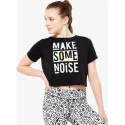 T-Shirt Crop Top Modern Jazz Dance Mädchen fließend - schwarz mit Print Gr. 152 - 12 Jahre