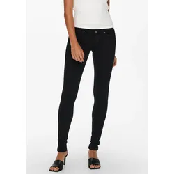Skinny-fit-Jeans ONLY "ONLCORAL SL SK POWER DNM", Damen, Gr. 25, Länge 32, schwarz (schwarz denim), Denim/Jeans, Obermaterial: 92% Baumwolle, 6% Polyester, 2% Elasthan, Abriebeffekte, modisch, Jeans 5-Pocket-Jeans
