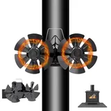 Kaminventilator Doppelkopf 12 Flügel Ofenventilator Wandmontage Ohne Strom Für Holz/Kamin/Rohr Holzofen, Holzofen Ventilator Kamine