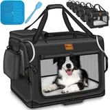 TRESKO Hunde-Transportbox 92 x 63 x 63 cm Schwarz