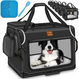 TRESKO Hunde-Transportbox 92 x 63 x 63 cm Schwarz