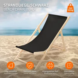 ECD Germany Gartenliege 117 x 52 x 83 cm Schwarz