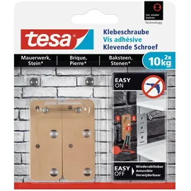 Tesa Klebeschraube für Mauerwerk und Stein, Halteleistung 10 kg, 2 Stück