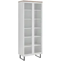 VCM ebuy24 Vitrinenschrank Weiß Eiche Dekor