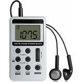 Tragbares Mini-stereoradio, Wiederaufladbares Taschenradio, Dsp-stereoradio Mit Am/fm-empfang, Digitaler Empfänger Mit Kopfhörer Für Senioren, Einfach Zu Bedienen (weiß)