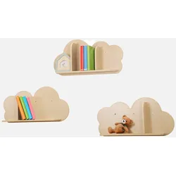 3er-Set naturfarbene Wandregale mit Wolkenform für Kinderzimmer - Nephos