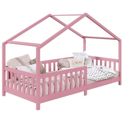 IDIMEX Kinderbett LISAN, Hausbett Tipibett Tipi Bett Montessori Bett Kiefer 90 x 200 Kinderbett rosa
