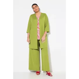Ulla Popken Shirtjacke Longjacke V-Ausschnitt Grün 46/48