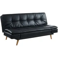 Vente-unique Ausziehbares Schlafsofa Zarina 3-Sitzer, Kunstleder, Schwarz