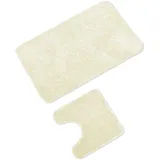 WohnDirect Badematten Set - WC Vorleger (45x45cm), Badematte (60x100cm) - rutschfest waschbar Badezimmerteppich MIT WC-Ausschnitt - Creme