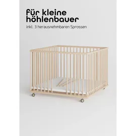 Sämann Laufgitter mit Matratze SleepPlus – make a difference. natur Holz, Echtholz,Buche, 100x74x100 cm Babymöbel, Laufstall Baby