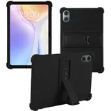 Schutzhülle für Odea A12 Android 15 Tablets, 30,5 cm (12 Zoll) Tablet 2025, weiches Silikon, stoßfest, leicht, Ständer, Schutzhülle, kinderfreundlich, weiches Silikon, verstellbarer Ständer, Schwarz