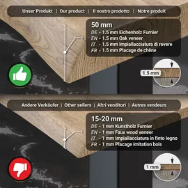 GGM Möbel PMD | Bistro Baumkanten Tisch | Quadratisch | 70 x 70 x 77 cm | Eiche / Schwarz