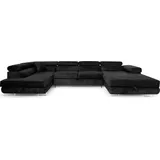 sofiland Ecksofa Aller U XXL-Ecksofa mit Schlaffunktion und Zwei Bettkästen in Schwarz, linke Seite