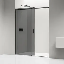 Bernstein Nischendusche Bernstein NT806 flex Schwarz matt Nano graues Glas 100 cm 6 mm, ESG-Sicherheitsglas mit Schiebetür