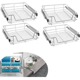 Suusolny 4er Küchenschrank Teleskopschublade Apothekerschrank Schlafzimmerschublade Einsatz Teleskopschienen Ausziehbare Ablage Schrankauszug Küchen Regal Organizer Vollauszug für 60cm Schränke