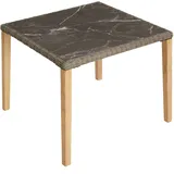 Tectake Rattan Tisch 93,5 x 93,5 x 75 cm Beige/Grau