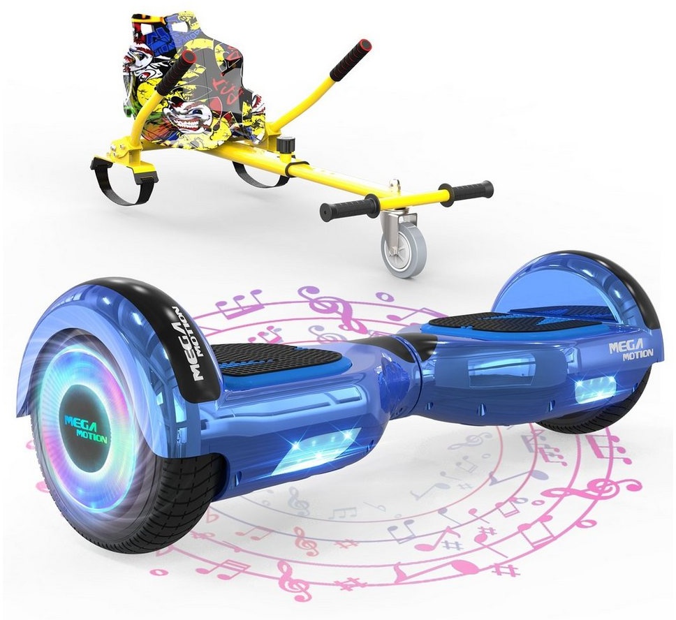HITWAY Balance Scooter 6.5 Zoll Hoverboards Hoverkart Mit Sitz und Bluetooth und LED-Blitz, mit einem Go-Kart können Sie mehr Spaß haben. blau