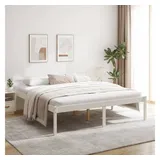 furnicato Bett Seniorenbett Massivholz Weiß 205,5 x 185,5 x 70,5 cm (1-tlg), Pflegebett mit Stauraum, bequemen Kopfteil und einer Sitzhöhe 45cm weiß 185.5 cm x 205.5 cm x 70.5 cm