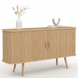 IDMarket - Buffet 140 cm Romie Effet Lattes 2 Portes coulissantes