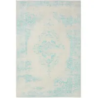 benuta Basic Teppich Sia - Creme/Türkis 300x400 cm, - Kunstfaser - Rechteckig, & im Style: Vintage, Boho-Style, Retro - pflegeleicht, für Wohnzimmer Schlafzimmer