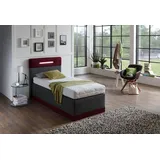 Westfalia Schlafkomfort Boxspringbett, rot (bordeaux, anthrazit), Ohne Topper, Liegefläche B/L: 90cm x 200cm, H2 + H2, 7-Zonen-Kaltschaummatratze, Bezug Obermatratze 100% Polyester, waschbar bis 60C;Bezug Unterbox und Kopfteil: Mikrofaservelours (100% Polyester), WESTFALIA